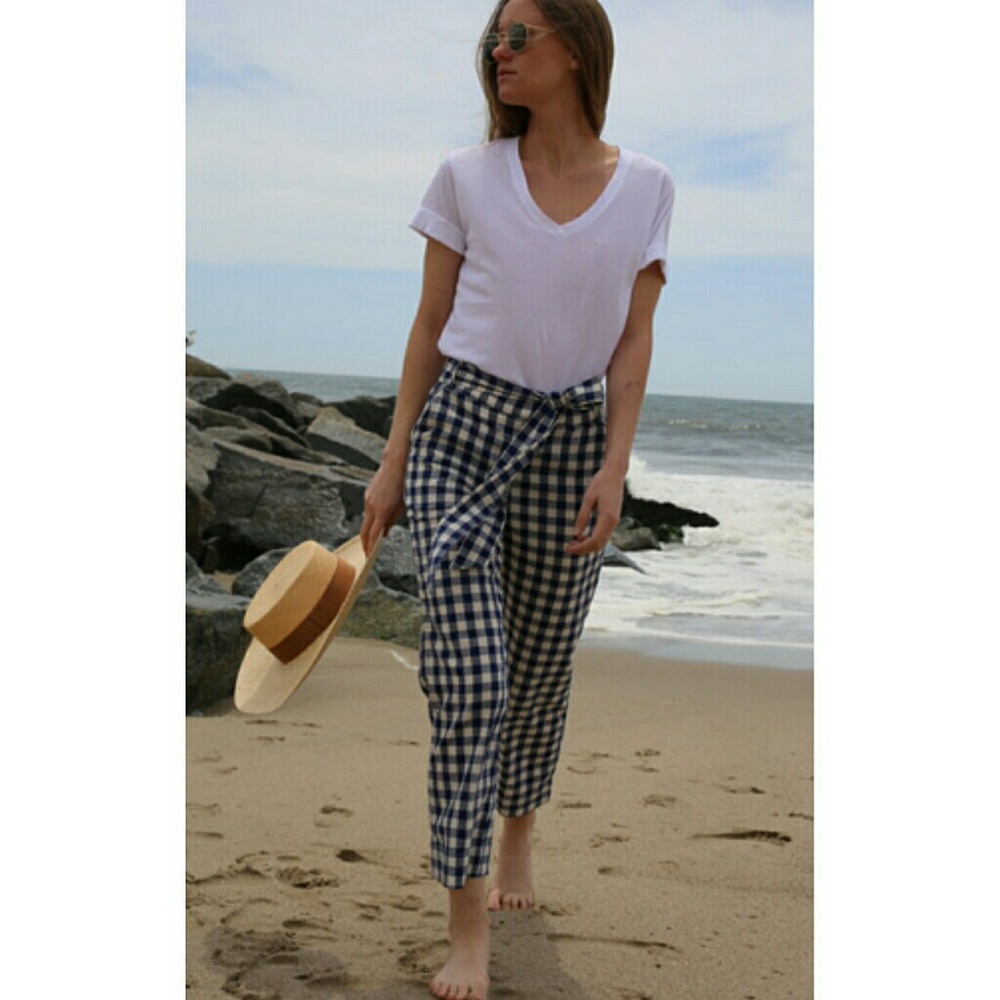 NWT, Anthropologie Gingham Cropped Pants_5