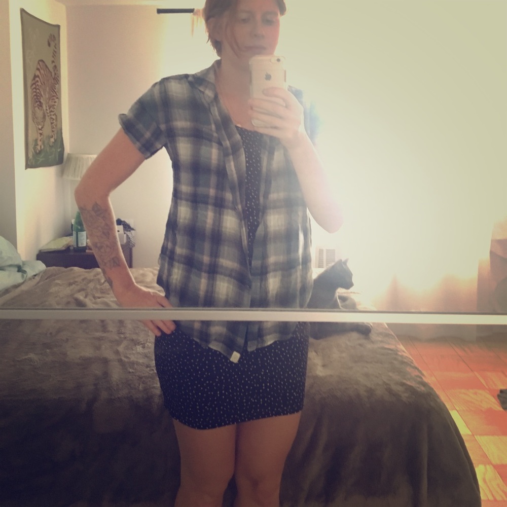 Short Sleeved Plaid Button Up