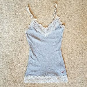 Gray tank top, lined with lace