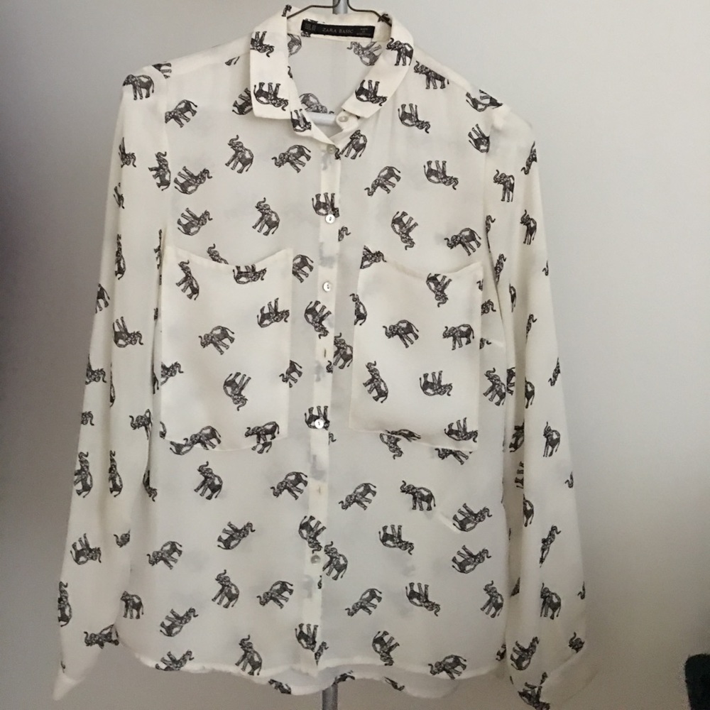 Zara elephant print button down