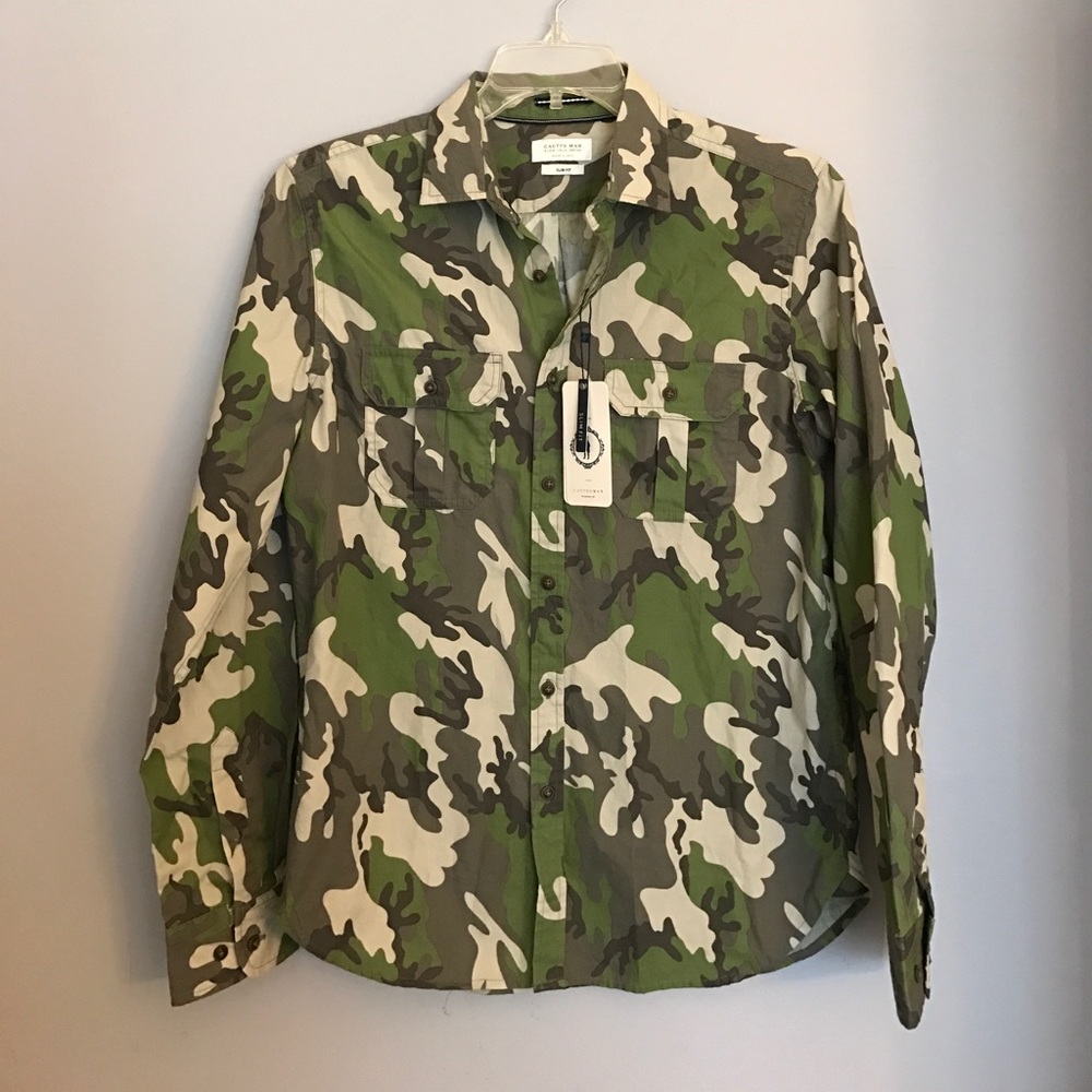 Men's cactus man camouflage Button Down shirt