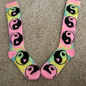 Super cute ying yang tie dye socks