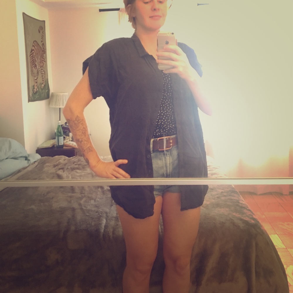 Oversized button up short sleeved