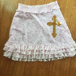 Wildfox white label skirt pink gold cross size L