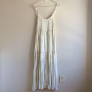 Flowy loose tiered ruffle maxi dress in cream