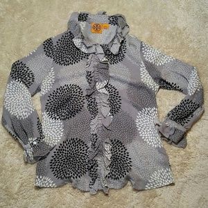 Tory Burch Silk Ruffle Button Down Shirt