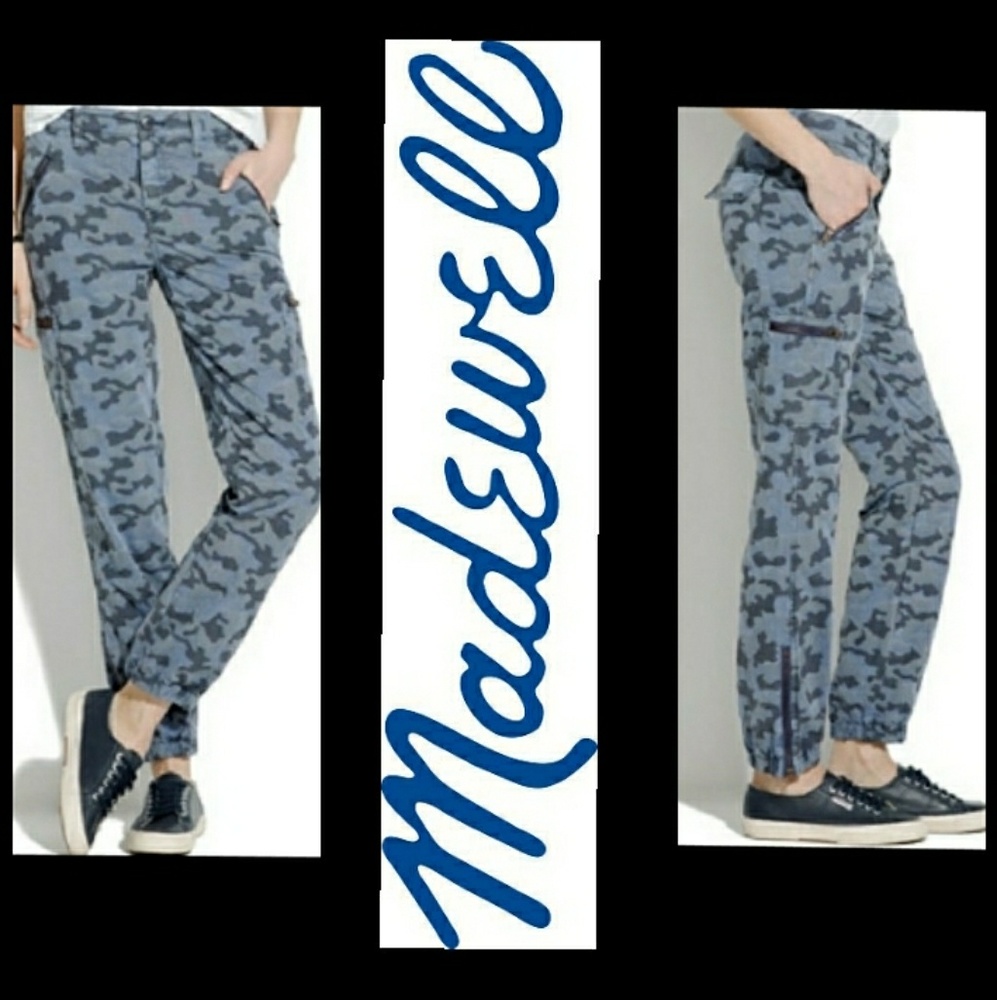 Madewell blue Camouflage Zip Cargos