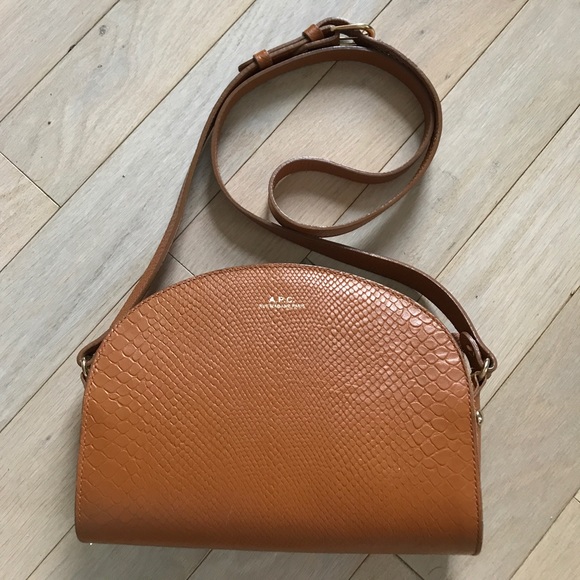 A.P.C. Handbags - A.P.C halfmoon bag textured Cognac leather