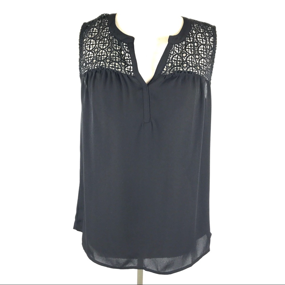 DR2 by Daniel Rainn - Sleeveless Lace Yolk Blouse - Picture 1 of 7
