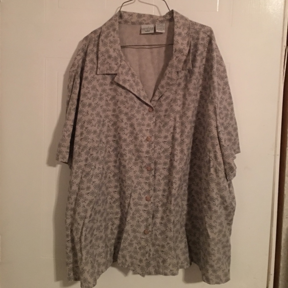 Flower printed beige blouse