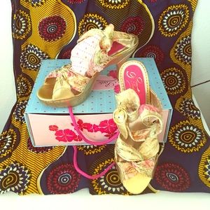 Poetic Licence Gold Floral Heels