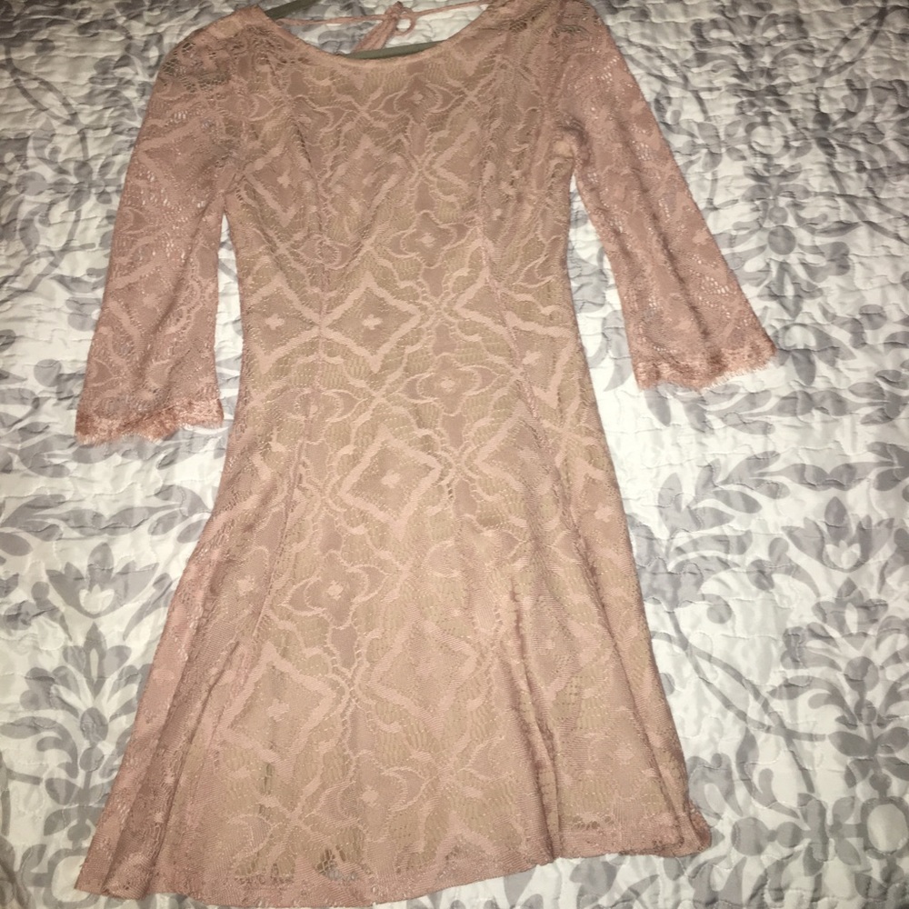 Blush Skater Dress with Lace