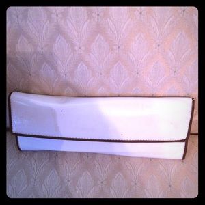 Cream & Brown clutch bag