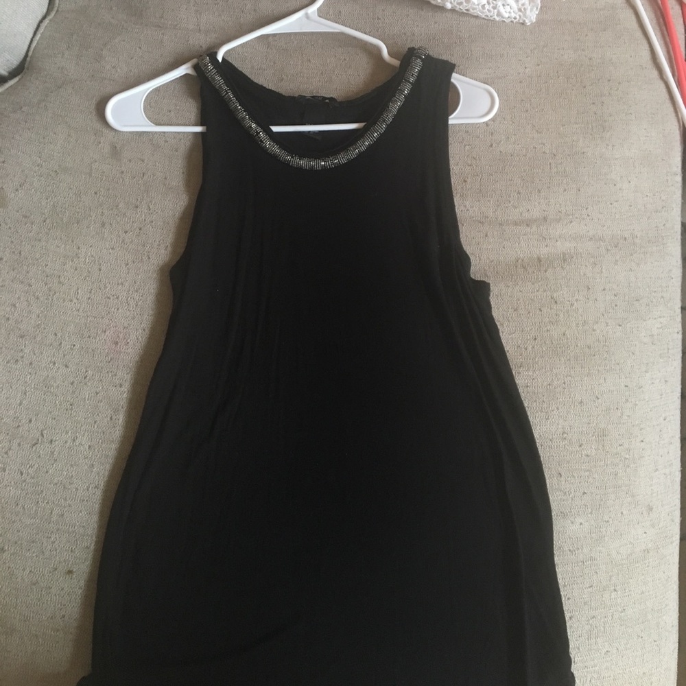 Black embellished neck tunic