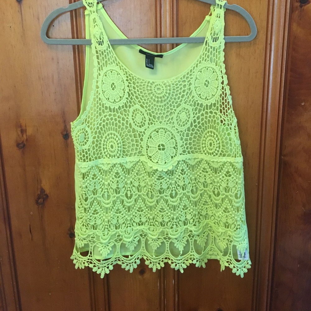 Forever 21 Lace tank top bright size S