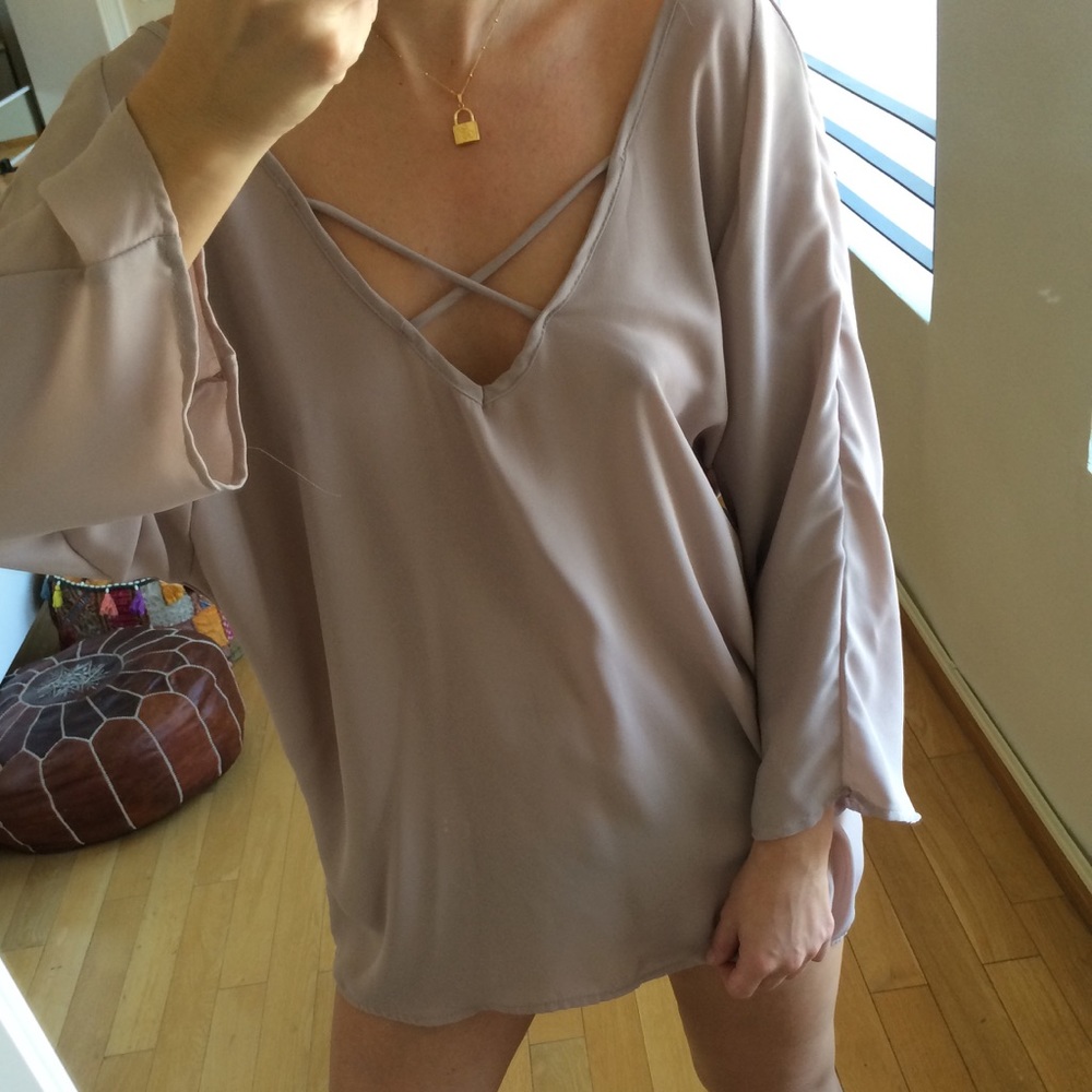Tunic mini dress with crossed straps
