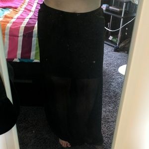 Black skirt with sheer overlay