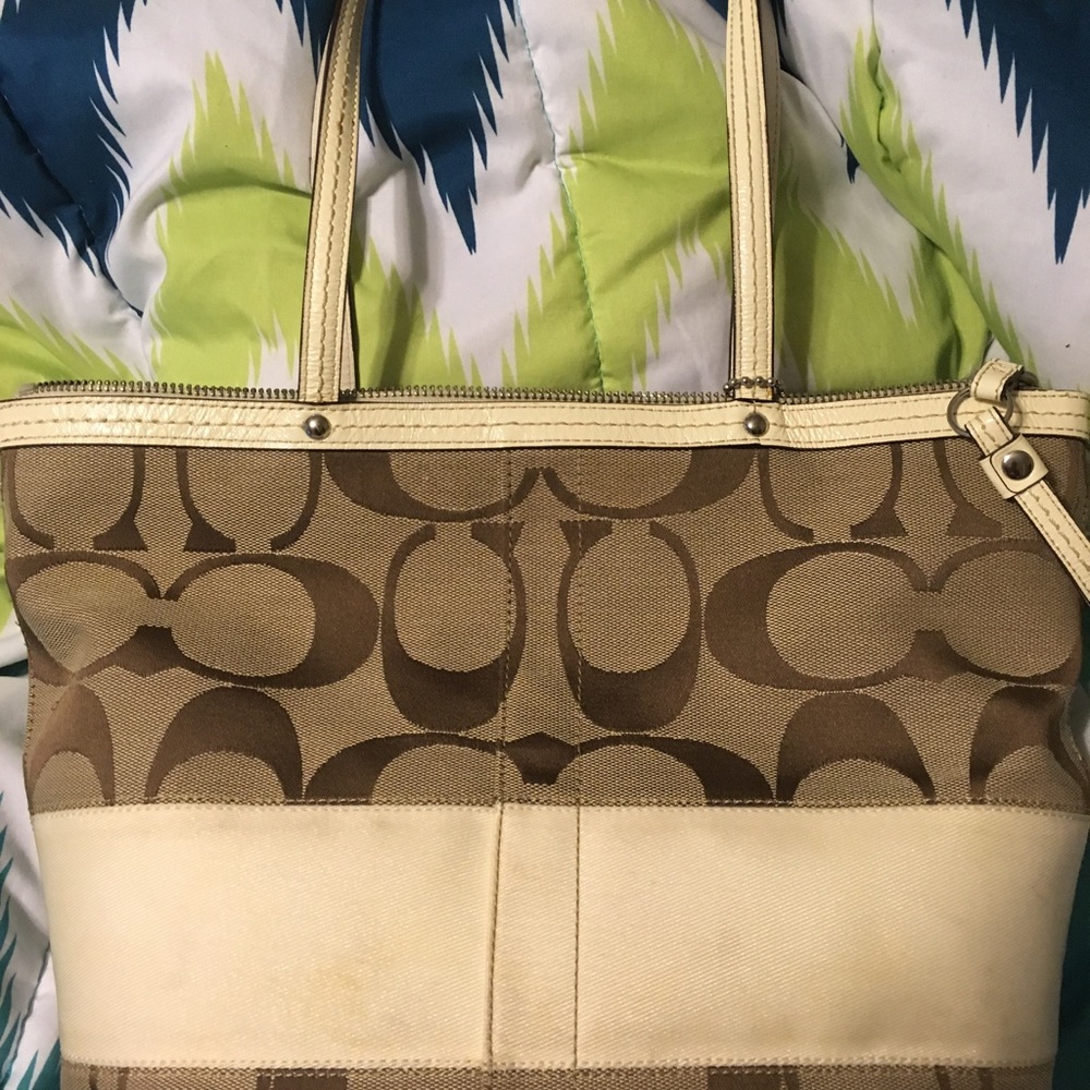Coach Legacy Striped Tote, signature Jacquard