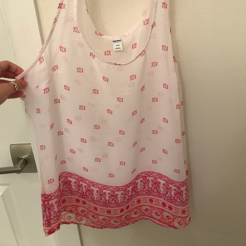 White and pink patterned tank top