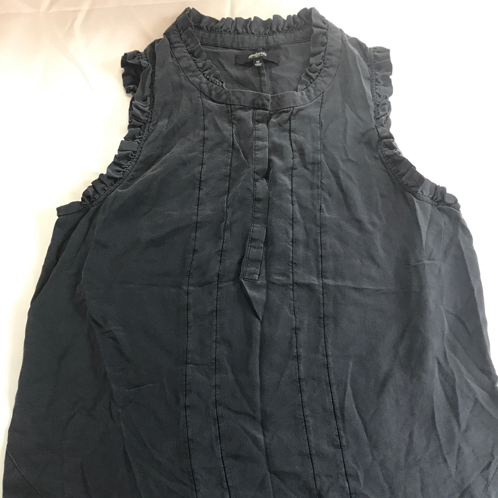Madewell Navy Blue silk sleeveless top blouse
