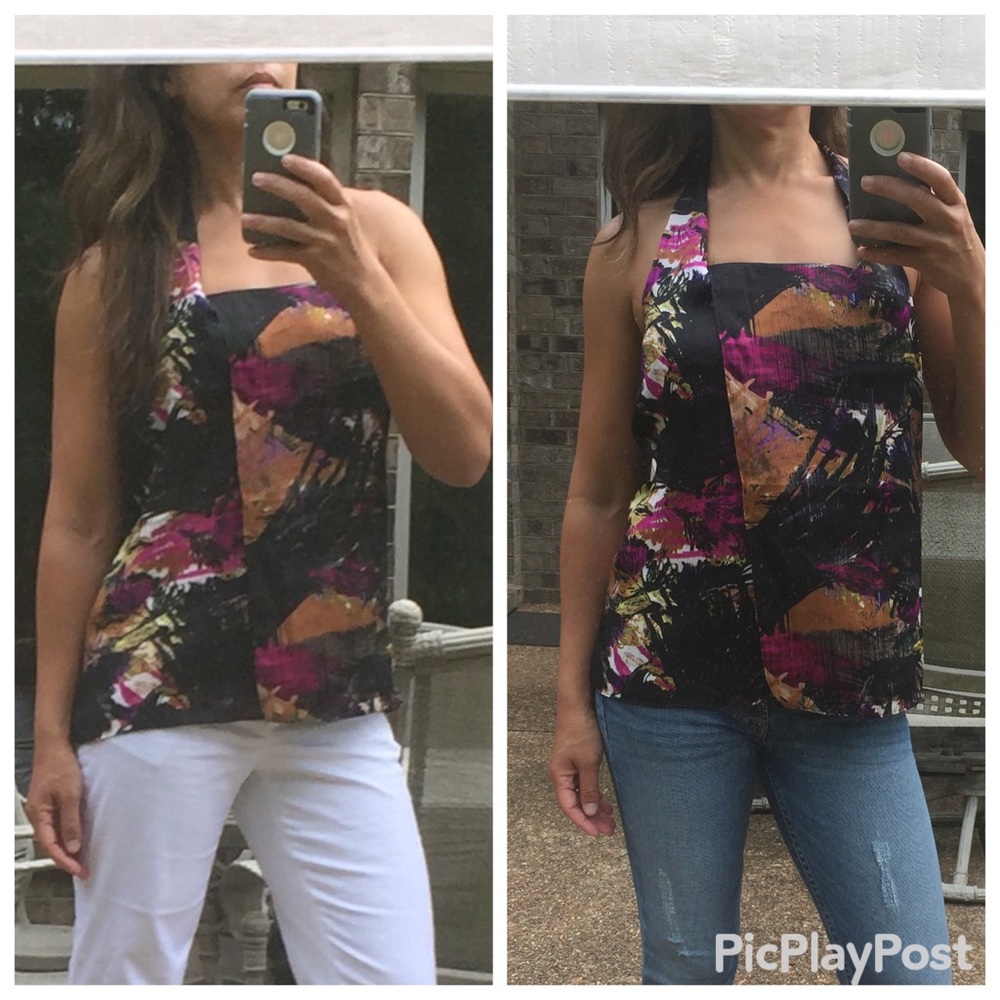 NWT Ann Taylor black drape front halter top 4P $78