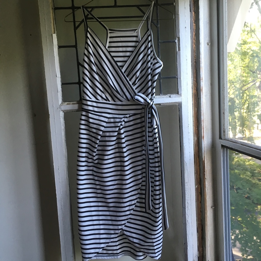 Southstore black and white striped tulip dress