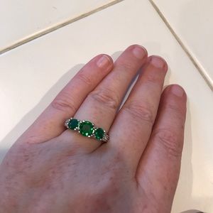 Three stone sterling silver ring