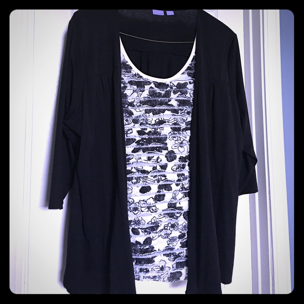 Laura Scott All-in-One Cardigan Top Size 2X