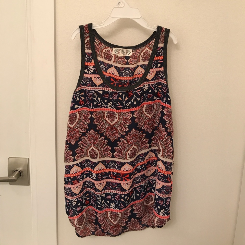 Navy Blue and Pink Patterned tank top