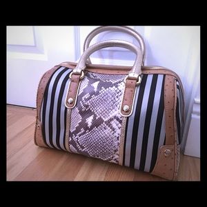 Henri Bendel Centennial Stripe Barrel handbag