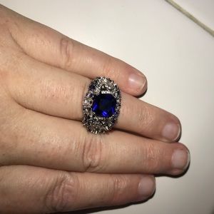 Blue & white cocktail ring