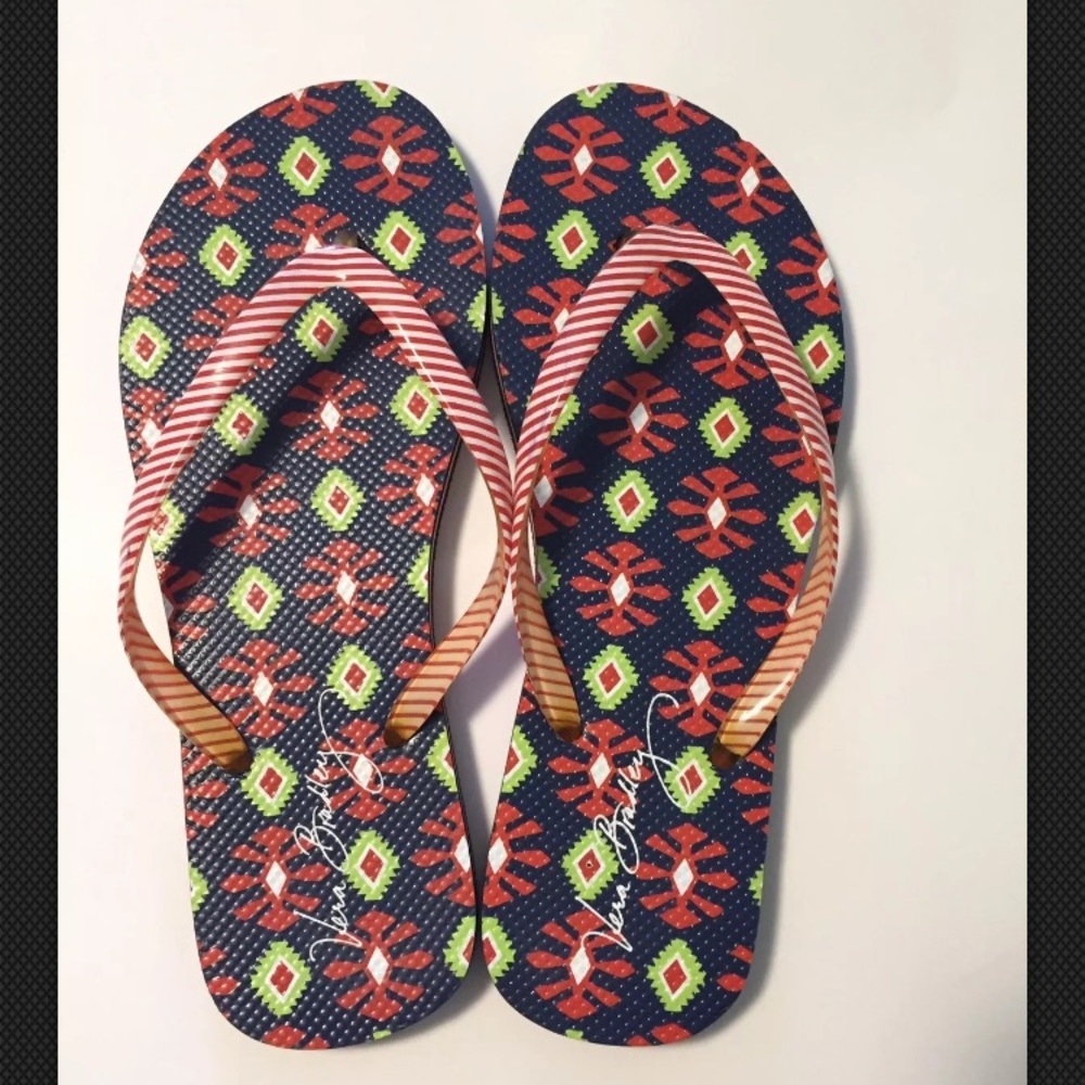 Vera Bradley Flip Flops Navy Blue Size L 9-10