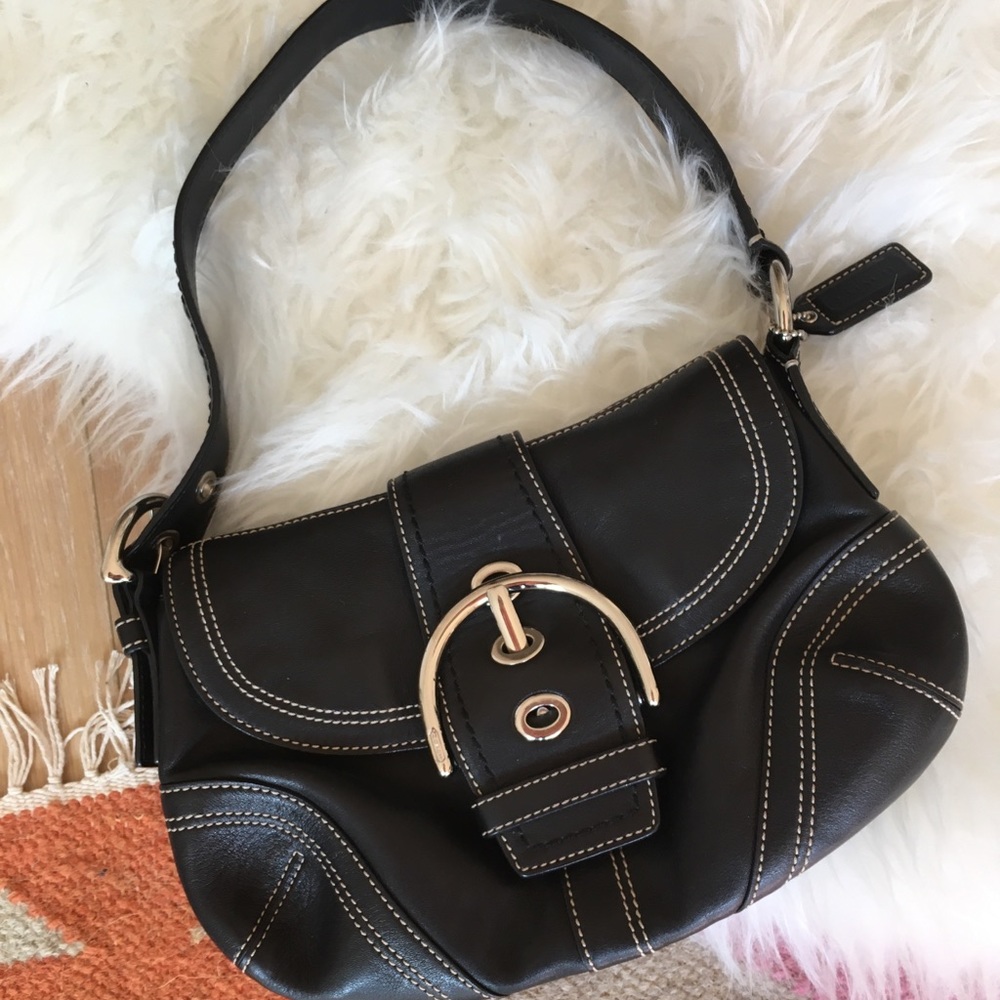 Small, black leather Coach purse