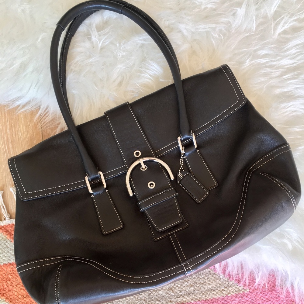 Large Black Leather Coach Purse