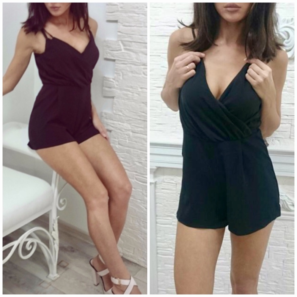 Black Summer Shorts Romper Jumper Beach Dress NWT - Picture 6 of 8