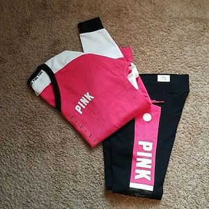 PINK victorias secret yoga pants and sweat shirt