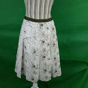 LANDS END Brown and White COTTON Skirt - 10