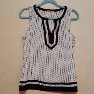 41 Hawthorne Black & White Patterned Top, Size S