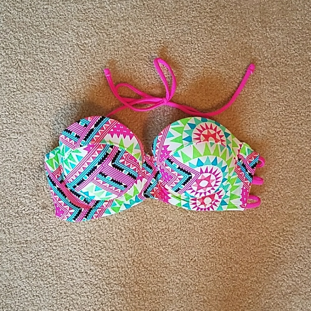 Multi colored neon bikini top