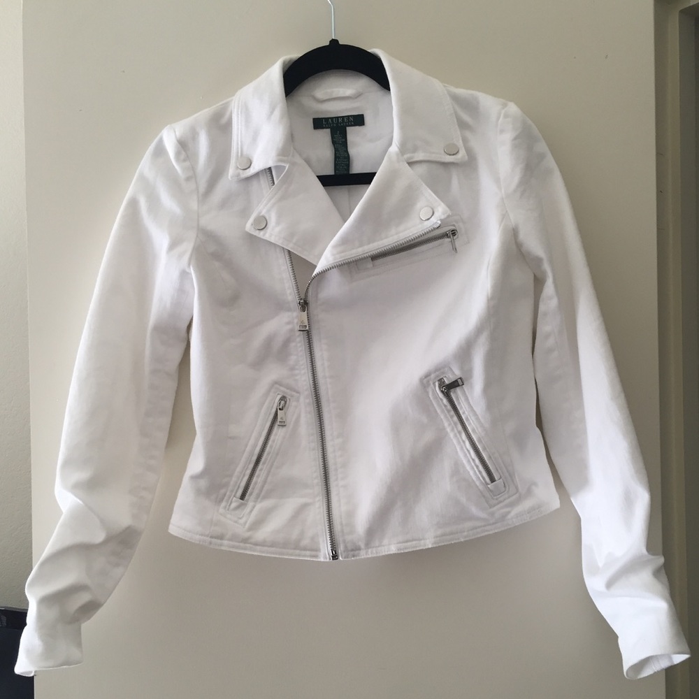 Ralph Lauren white motorcycle jean jacket