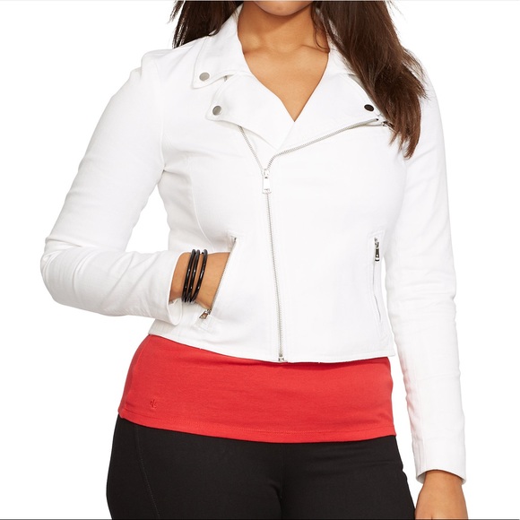 Ralph Lauren white motorcycle jean jacket - Picture 2 of 8
