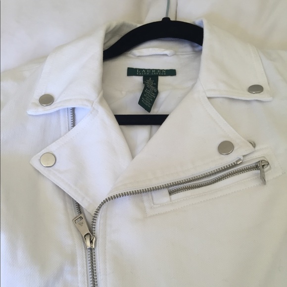 Ralph Lauren white motorcycle jean jacket - Picture 6 of 8