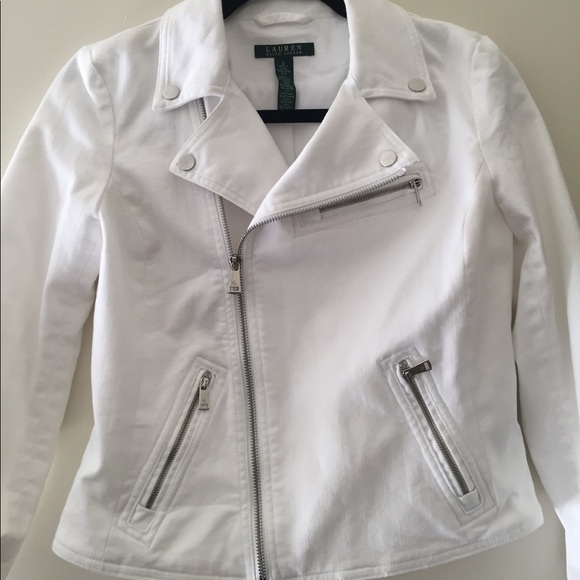 Ralph Lauren white motorcycle jean jacket - Picture 7 of 8