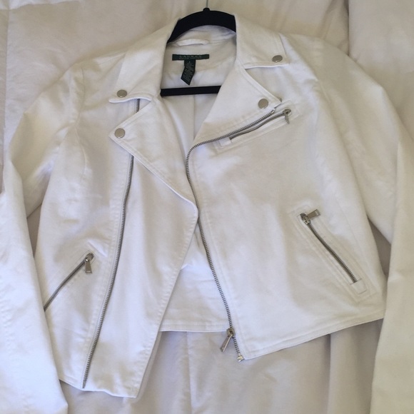 Ralph Lauren white motorcycle jean jacket - Picture 8 of 8