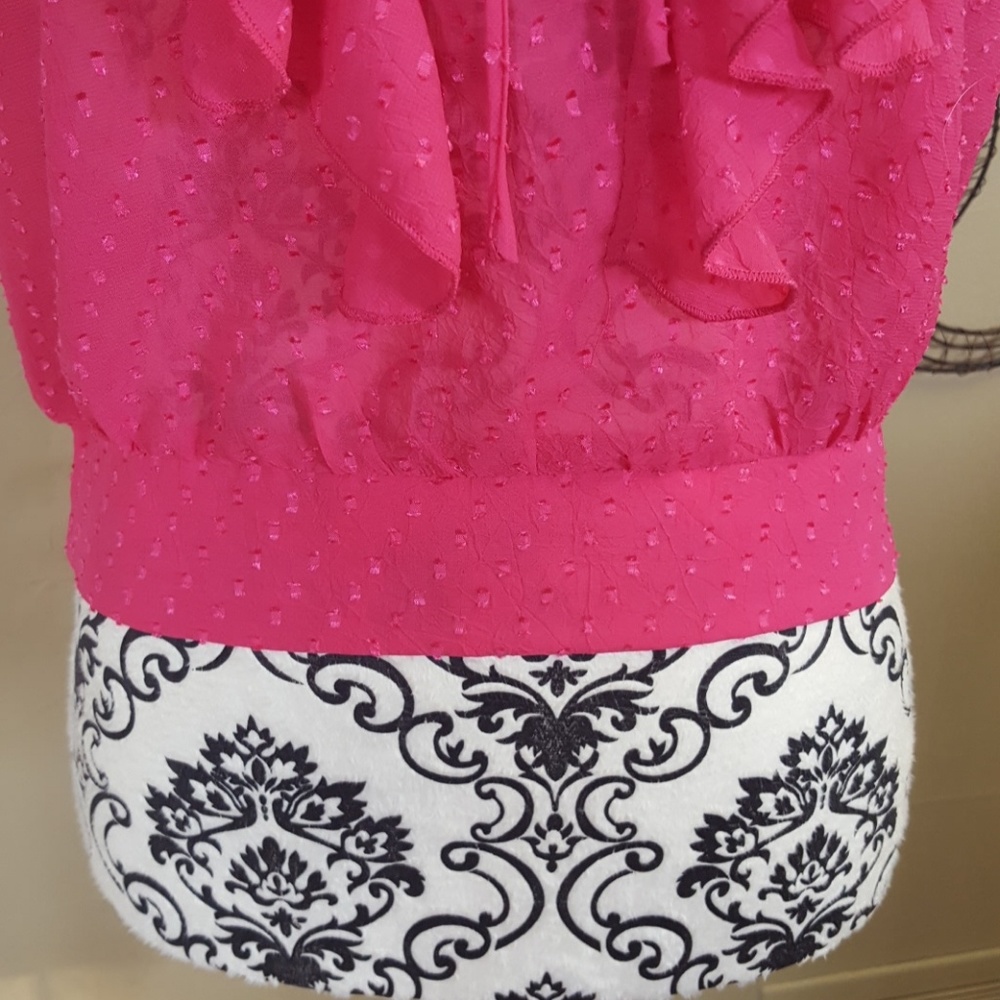 Pink Button Up Ruffle Top - Picture 6 of 6