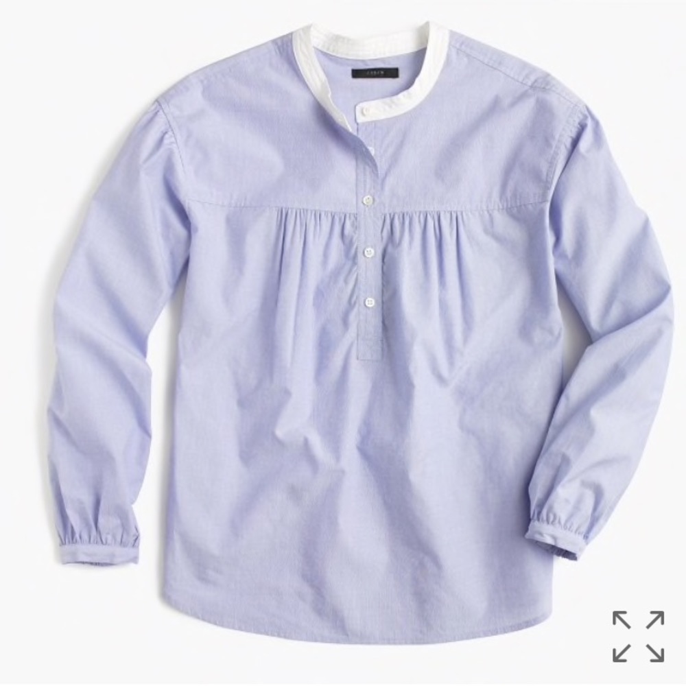 NWT! J Crew Gathered Popover in end-on-end cotton