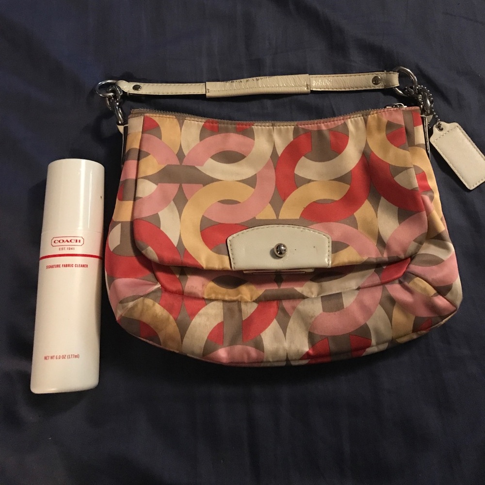 Coach bag with wear and fabric cleaner
