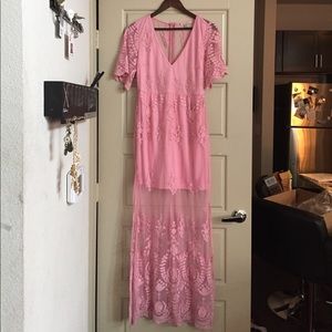 Baby pink, floral maxi dress