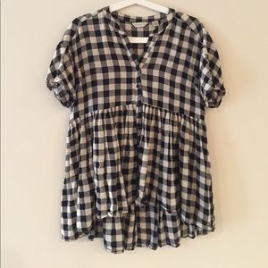 Anthropologie gingham blouse