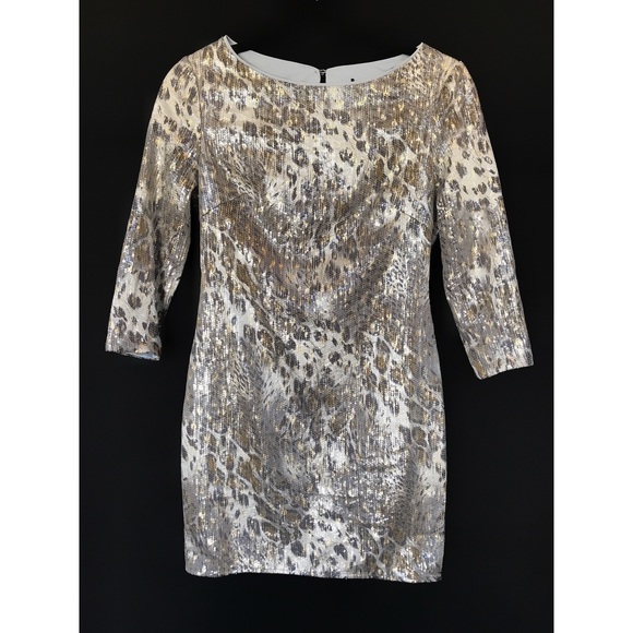 Leopard Print Sequin Dress | Multi - Picture 2 of 4